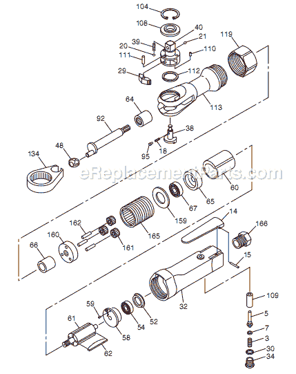 Page A Diagram and Parts List for CP886H T024391 Chicago Pneumatic Ratchet